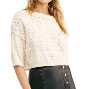 FREE PEOPLE White Sands Sandcastle Crop Sweater